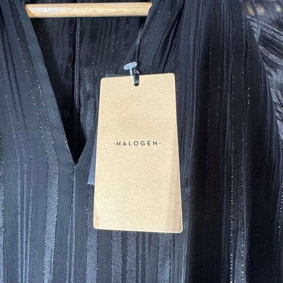 Halogen Metallic Smocked Waist Long Sleeve Jumpsuit Size Small - Picture 5 of 11